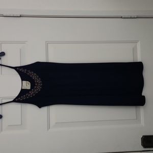 38" lenght mini dress. Microfiber solid black, spaghetti straps a line.